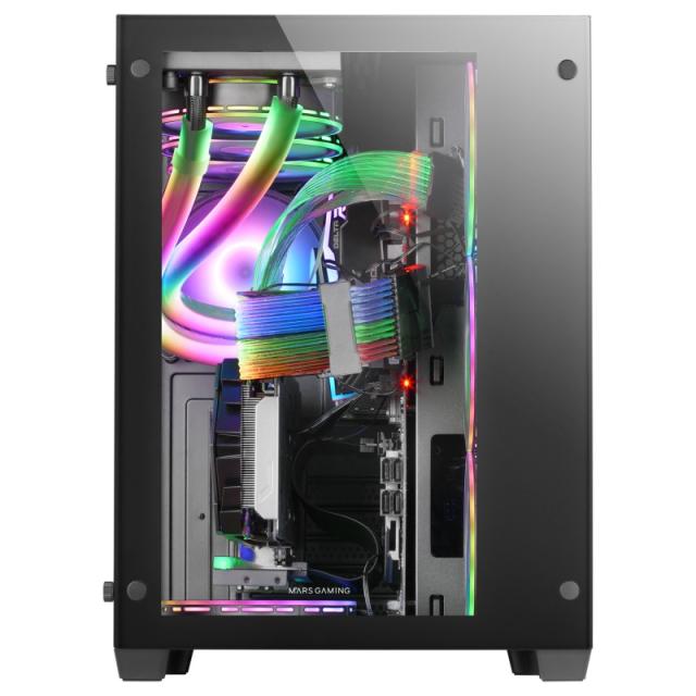 Mars Gaming - Torre Gaming Custom XXL E-ATX, Ventana Cristal Templado Lateral y Frontal, Estructura Modular Doble Cámara, - MCV3
