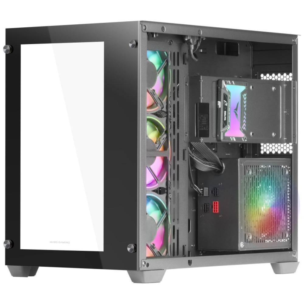 Mars Gaming - Torre Gaming Custom XXL E-ATX, Ventana Cristal Templado Lateral y Frontal, Estructura Modular Doble Cámara, - MCV3