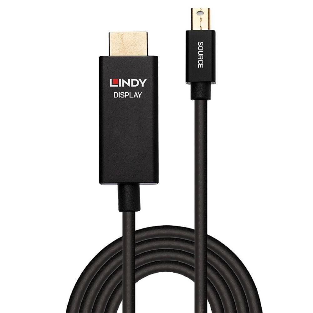 Lindy - 40922 adaptador de cable de vídeo 2 m Mini DisplayPort HDMI tipo A (Estándar) Negro