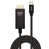 Lindy - 40922 adaptador de cable de vídeo 2 m Mini DisplayPort HDMI tipo A (Estándar) Negro