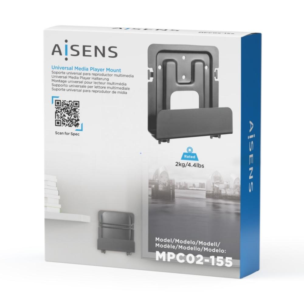 AISENS - Soporte Universal De Pared Para Mini Pc, Router, Negro