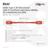 CLUB3D - Cable certificado USB2 tipo C bidireccional USB-IF Datos 480 Mb, PD 240 W (48 V/5 A) EPR M/M 1 m/3,23 pies