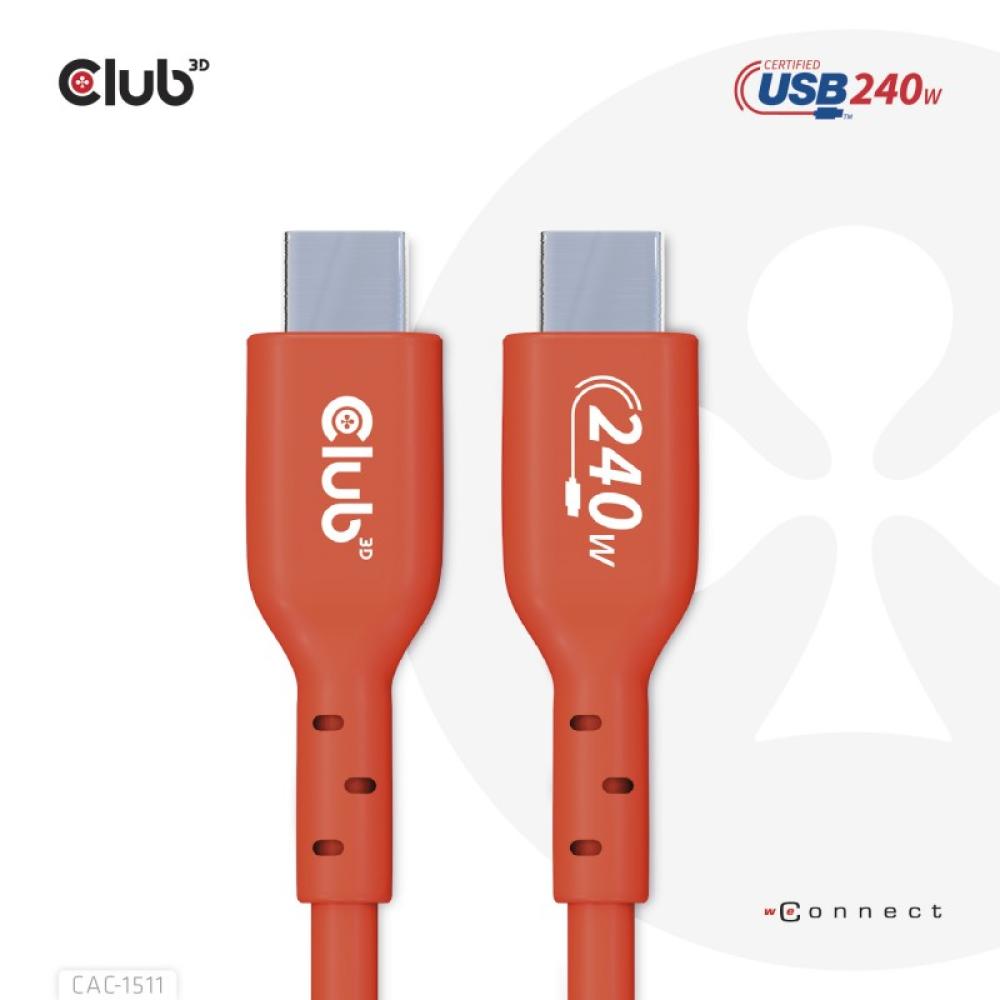 CLUB3D - Cable certificado USB2 tipo C bidireccional USB-IF Datos 480 Mb, PD 240 W (48 V/5 A) EPR M/M 1 m/3,23 pies