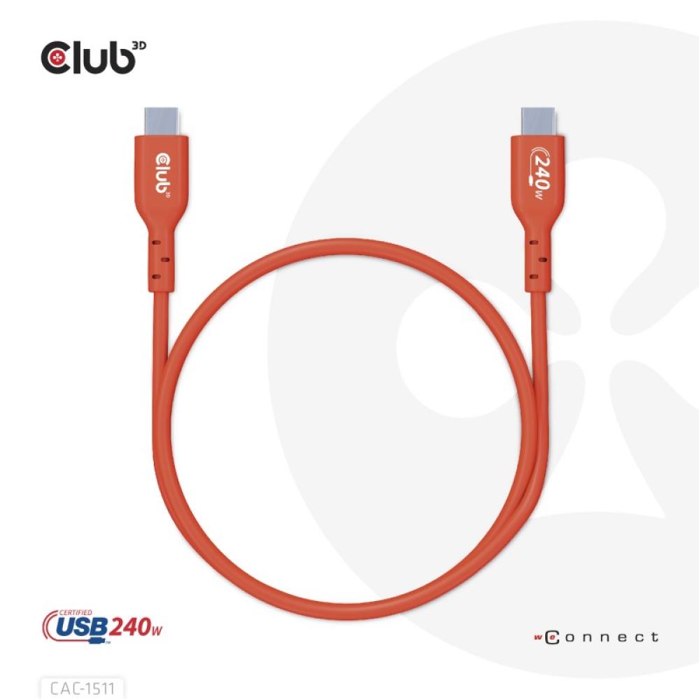 CLUB3D - Cable certificado USB2 tipo C bidireccional USB-IF Datos 480 Mb, PD 240 W (48 V/5 A) EPR M/M 1 m/3,23 pies