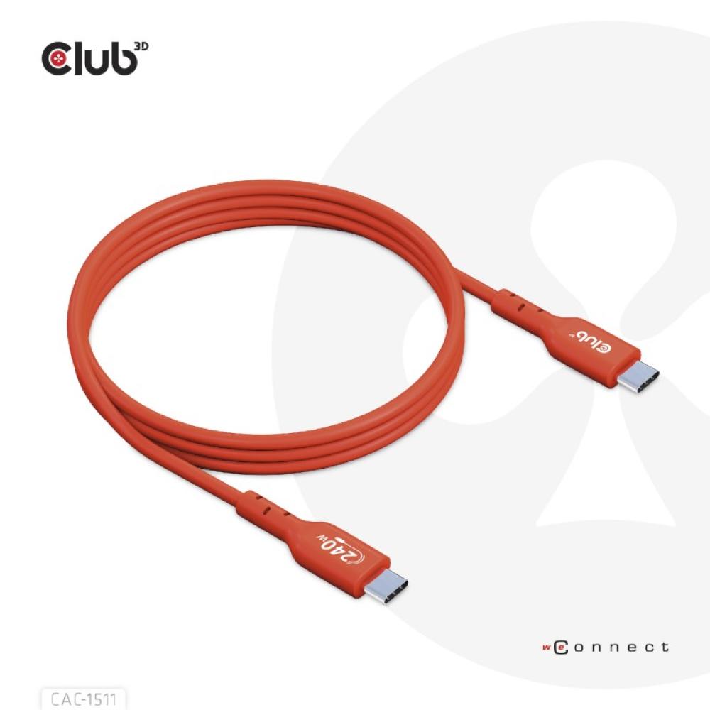 CLUB3D - Cable certificado USB2 tipo C bidireccional USB-IF Datos 480 Mb, PD 240 W (48 V/5 A) EPR M/M 1 m/3,23 pies