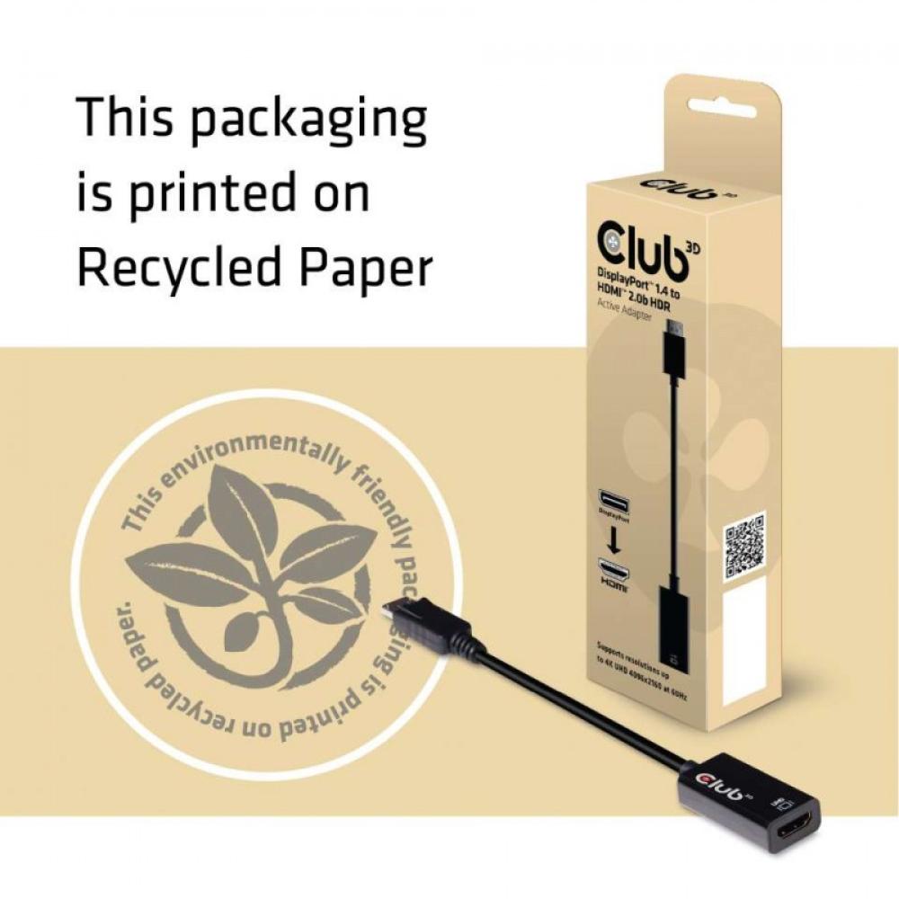 CLUB3D - DisplayPort 1.4 a HDMI 2.0b HDR Adpatador Activo