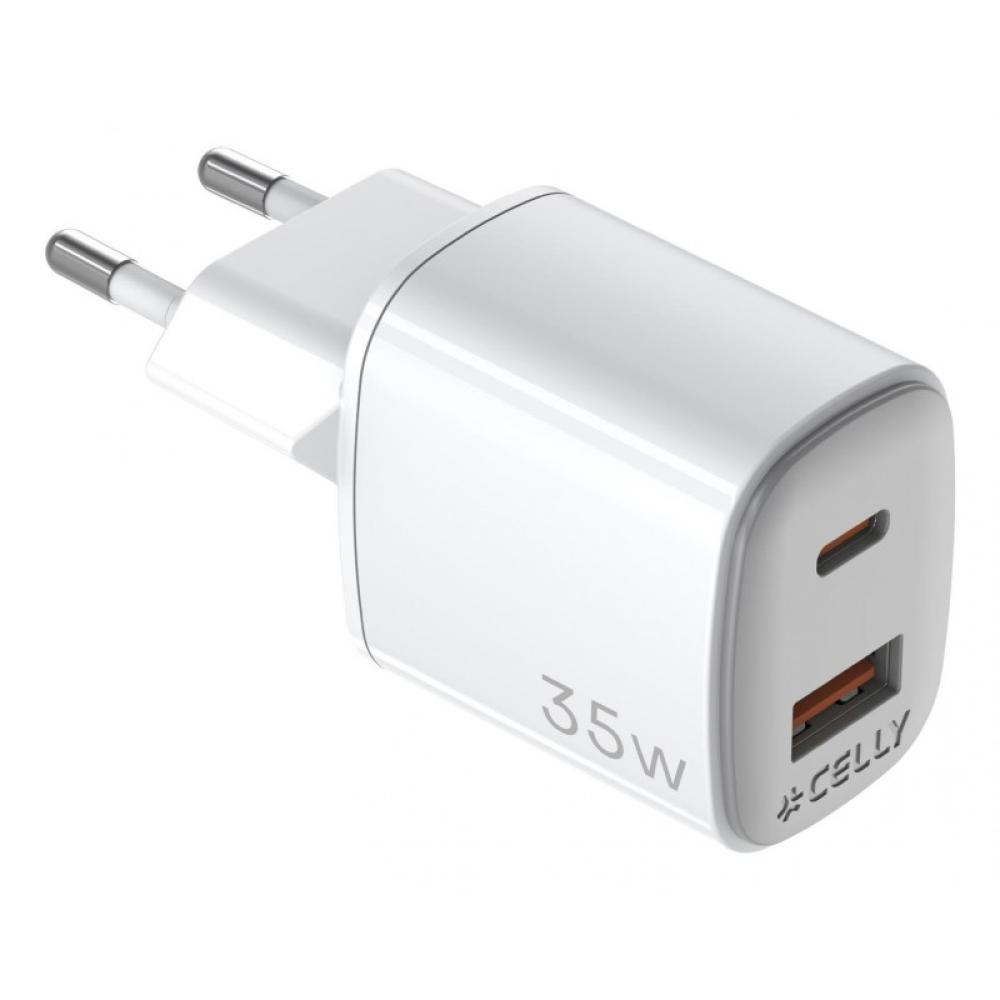 Celly - UPTC1USB1USBC35 cargador de dispositivo móvil Universal Blanco Corriente alterna Carga rápida Interior