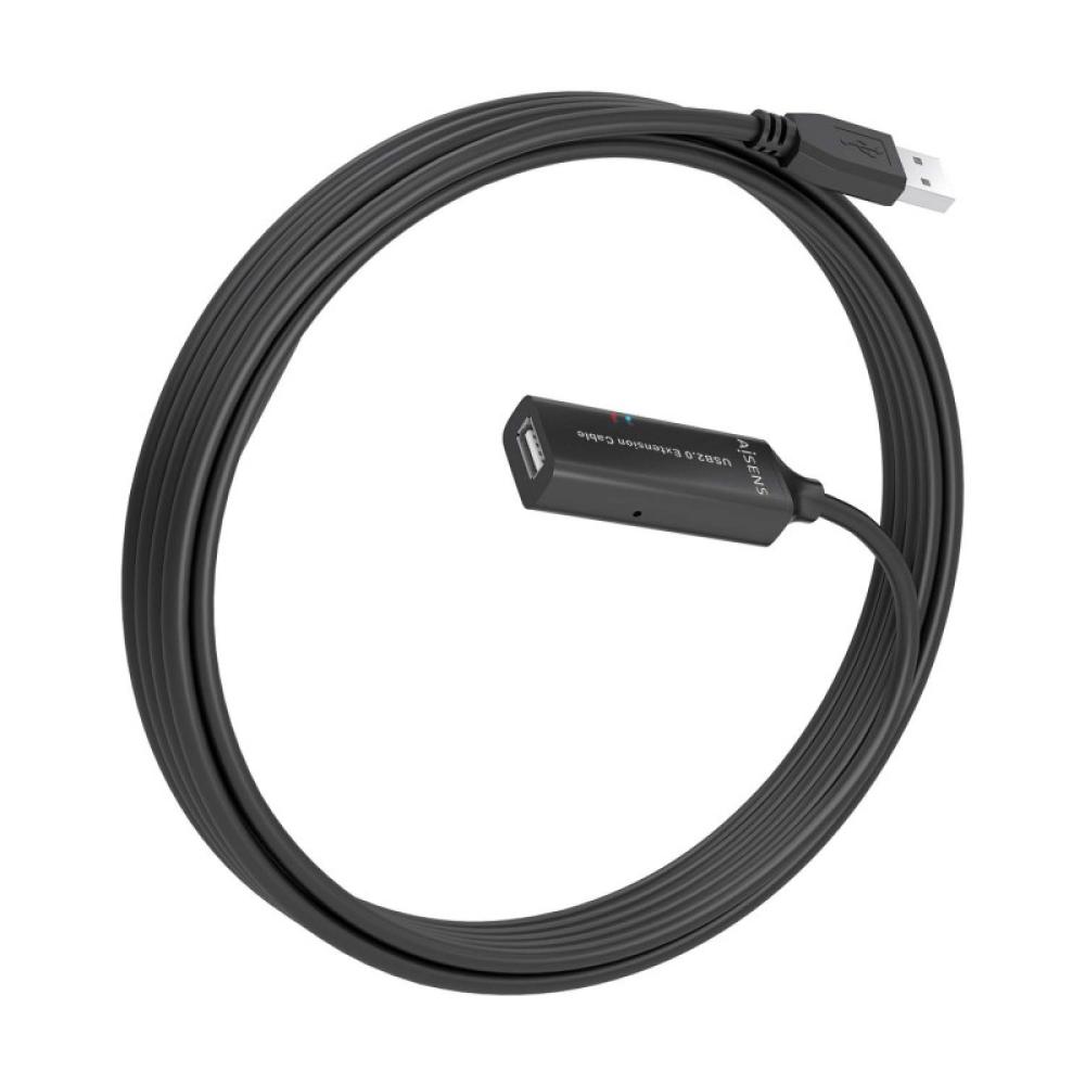 AISENS - Cable USB 2.0 Prolongador con Amplificador, Tipo A/M-A/H, Negro, 5.0m