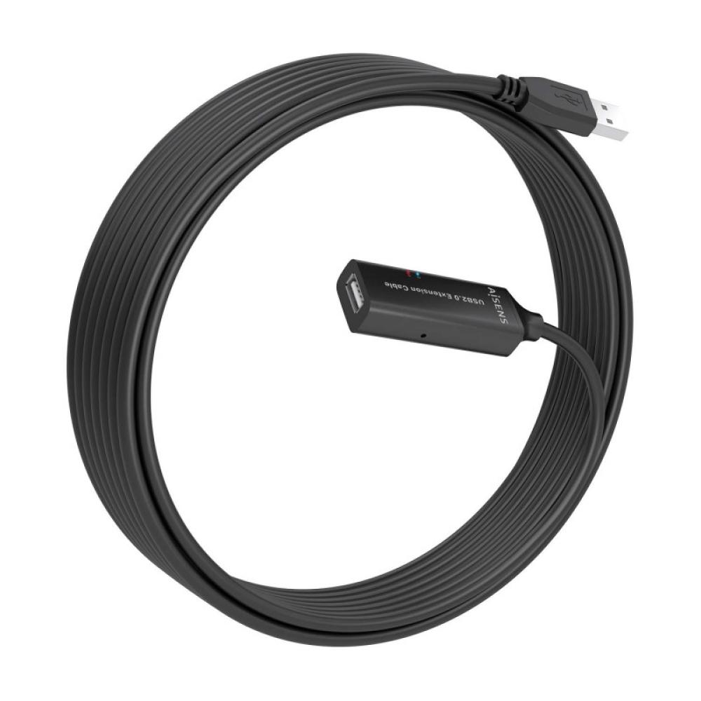 AISENS - Cable USB 2.0 Prolongador con Amplificador, Tipo A/M-A/H, Negro, 10m