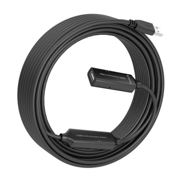 AISENS - Cable USB 2.0 Prolongador con Amplificador, Tipo A/M-A/H, Negro, 15m