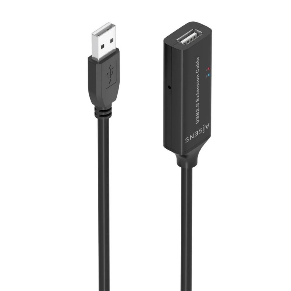 AISENS - Cable USB 2.0 Prolongador con Amplificador, Tipo A/M-A/H, Negro, 15m