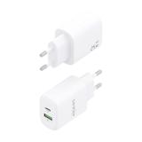 AISENS - Cargador GaN 25W, 1xUSB-C PD3.0, 1xUSB-A QC3.0, Blanco