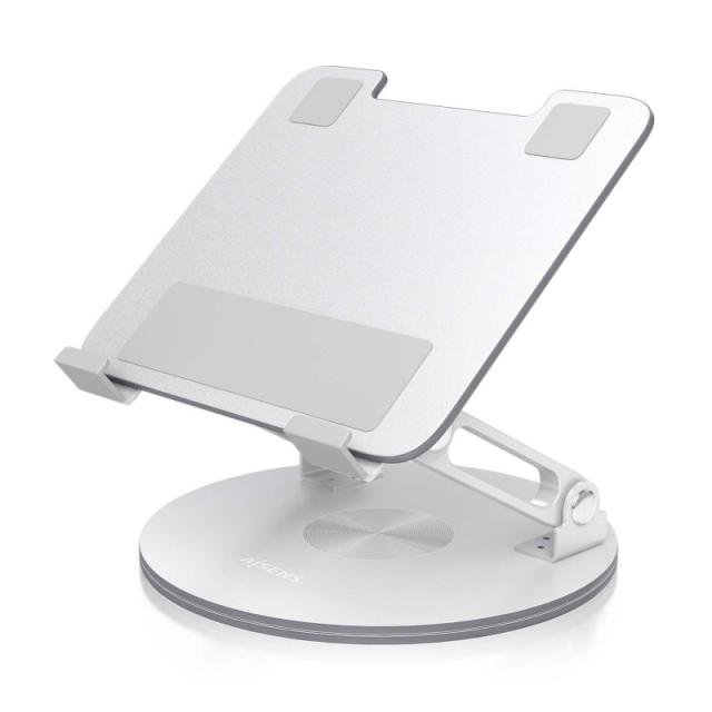 AISENS - Soporte de Sobremesa Giratorio Ajustable Para Portatil / Tablet 7-13, Plata
