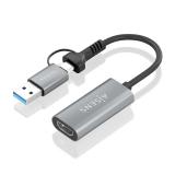 AISENS - Conversor Aluminio USB-A+USB-C A HDMI 1080P@60Hz, USB-A/M+USB-C/M-HDMI/H, Gris, 15cm