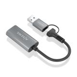 AISENS - Conversor Aluminio USB-A+USB-C A HDMI 1080P@60Hz, USB-A/M+USB-C/M-HDMI/H, Gris, 15cm