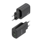 AISENS - Cargador GaN 20W, 1xUSB-C PD3.0, 1xUSB-A QC3.0, Negro