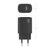 AISENS - Cargador GaN 20W, 1xUSB-C PD3.0, 1xUSB-A QC3.0, Negro