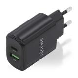 AISENS - Cargador GaN 25W, 1xUSB-C PD3.0, 1xUSB-A QC3.0, Negro