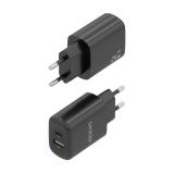 AISENS - Cargador GaN 25W, 1xUSB-C PD3.0, 1xUSB-A QC3.0, Negro