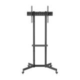 AISENS - Soporte De Suelo Eco Con Rueda, Bandeja Para DVD Para Monitor/TV 45kg De 37-70, Negro