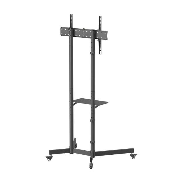AISENS - Soporte De Suelo Eco Con Rueda, Bandeja Para DVD Para Monitor/TV 45kg De 37-70, Negro