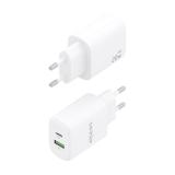 AISENS - Cargador GaN 20W, 1xUSB-C PD3.0, 1xUSB-A QC3.0, Blanco