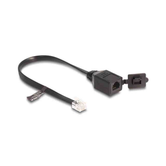 DeLOCK - Cable RJ12 macho a RJ12 hembra con tapa protectora 20 cm negro