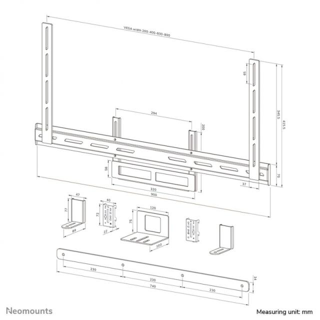 Neomounts - AV2-500BL Kit de barra de video 43-110" - VESA - máx 10 kg - universal