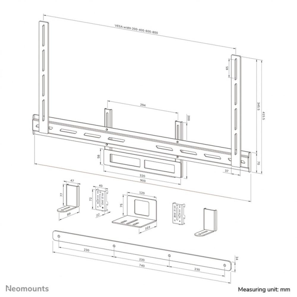 Neomounts - AV2-500BL Kit de barra de video 43-110" - VESA - máx 10 kg - universal