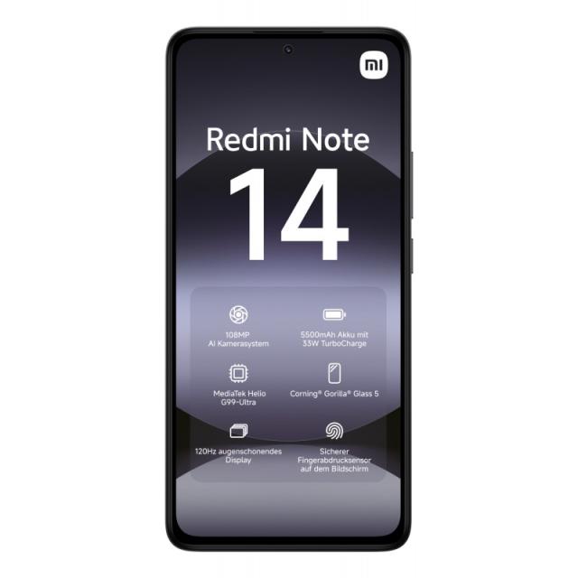 Xiaomi - Redmi Note 14 16,9 cm (6.67") Ranura híbrida Dual SIM 4G USB Tipo C 6 GB 128 GB 5500 mAh Negro