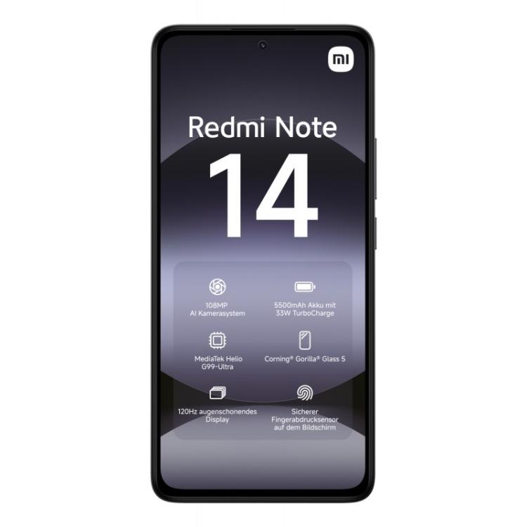 Xiaomi - Redmi Note 14 16,9 cm (6.67") Ranura híbrida Dual SIM 4G USB Tipo C 6 GB 128 GB 5500 mAh Negro