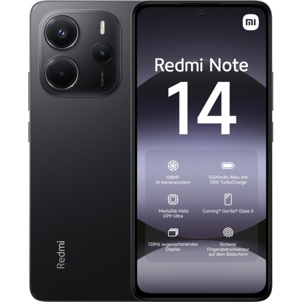 Xiaomi - Redmi Note 14 16,9 cm (6.67") Ranura híbrida Dual SIM 4G USB Tipo C 6 GB 128 GB 5500 mAh Negro