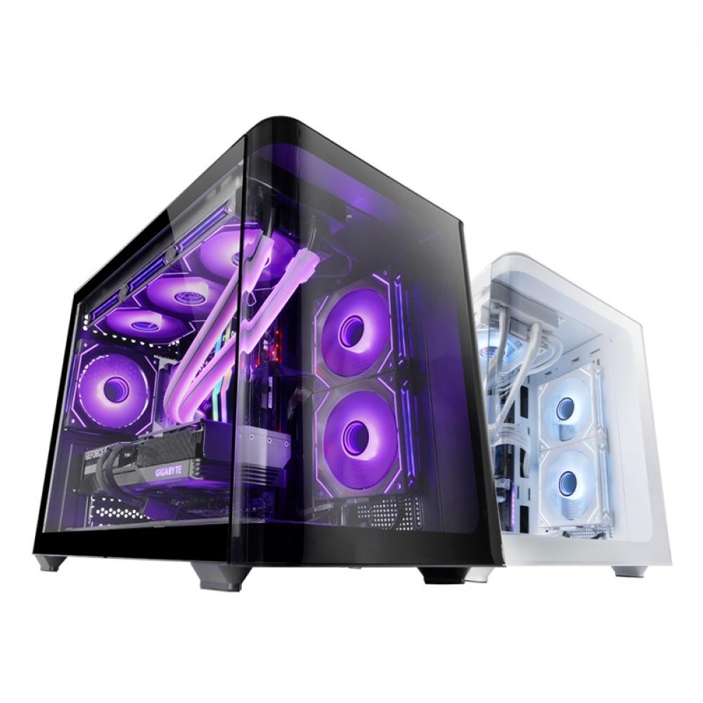 Mars Gaming - MC-FUSIONM, Caja Gaming Micro-ATX, Ventana Lateral y Frontal Curvo de Cristal Templado Continuo, Mini - MCFUSIONMW