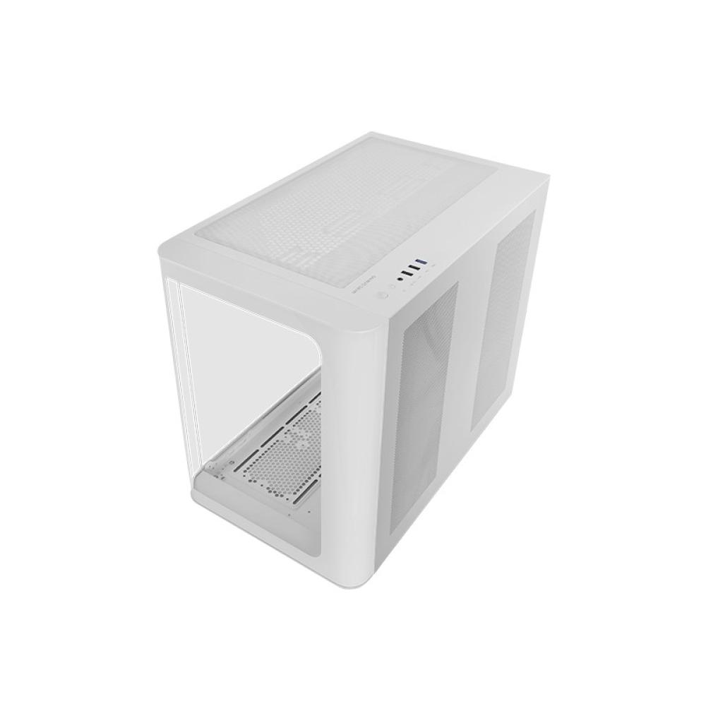 Mars Gaming - MC-FUSION, Caja Gaming ATX, Ventana Lateral Completa y Frontal Curvo Cristal Templado Continuo, Semito - MCFUSIONW