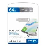 PNY - DUO LINK unidad flash USB 64 GB USB Type-A / USB Type-C 3.2 Gen 1 (3.1 Gen 1) Acero inoxidable
