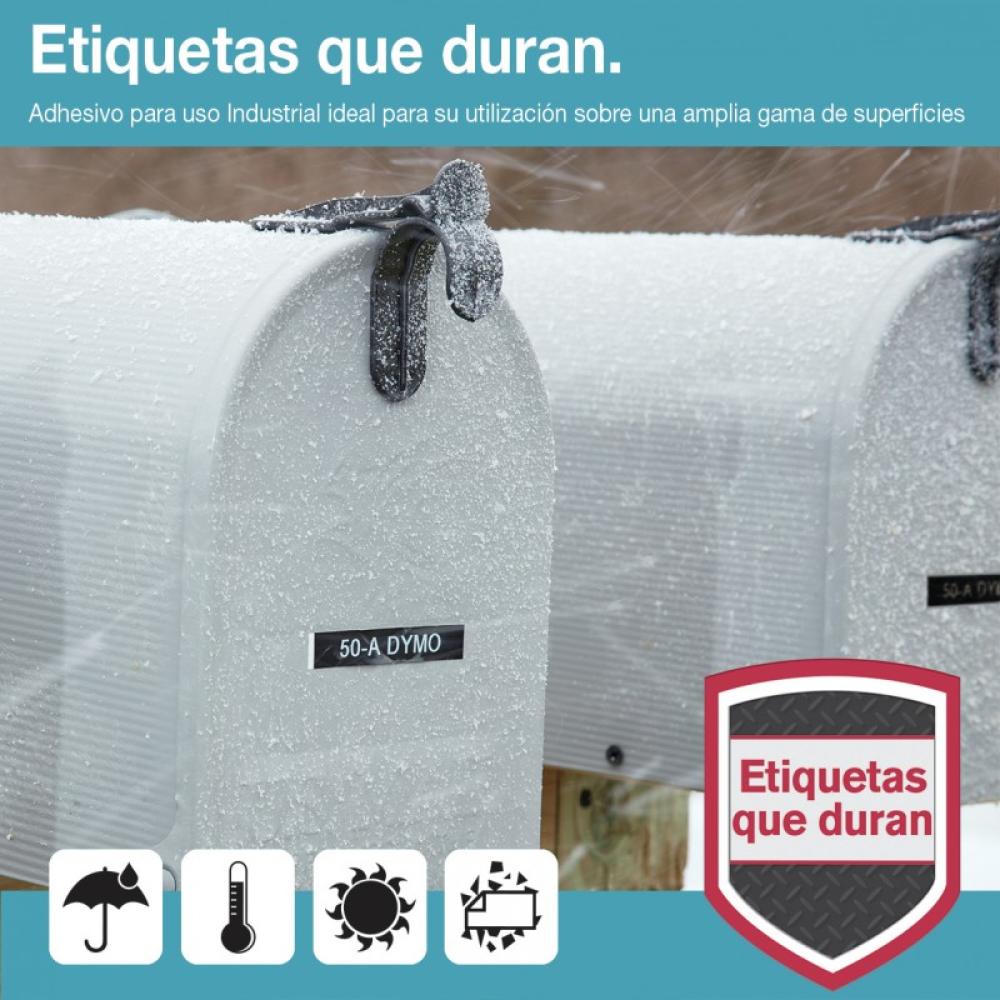DYMO - D1 - Etiquetas Durable - Blanco sobre negro - 12mm x 3m