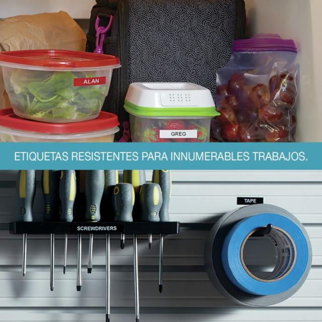 DYMO - D1 - Etiquetas Durable - Blanco sobre negro - 12mm x 3m