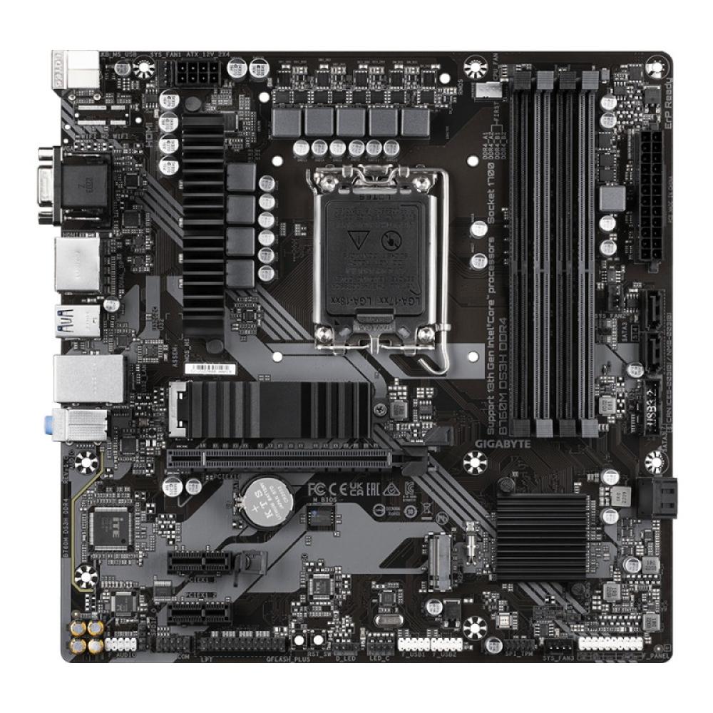 GIGABYTE - B760M DS3H DDR4 Placa base - Soporta CPUs Intel Core de 14ª generación, VRM digital de 6+2+1 fases, hasta 5333MHz DDR