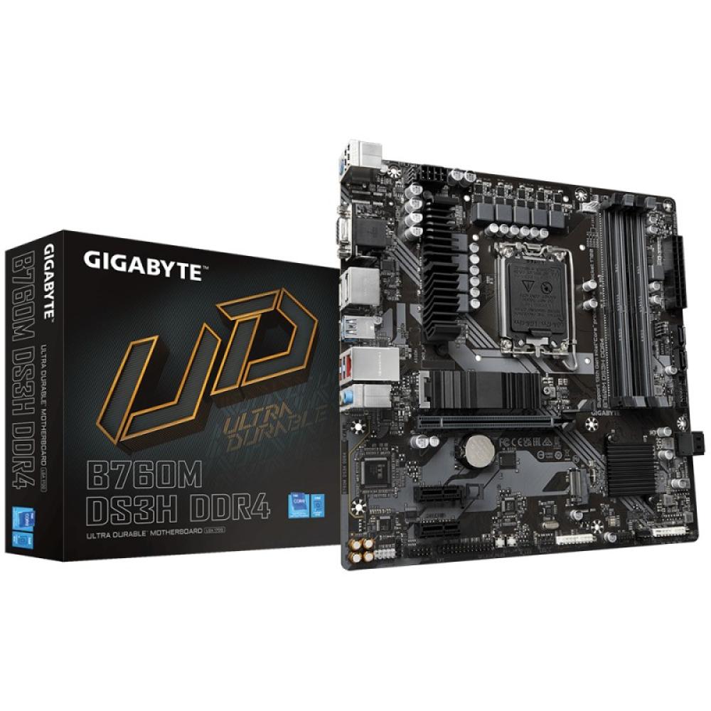 GIGABYTE - B760M DS3H DDR4 Placa base - Soporta CPUs Intel Core de 14ª generación, VRM digital de 6+2+1 fases, hasta 5333MHz DDR