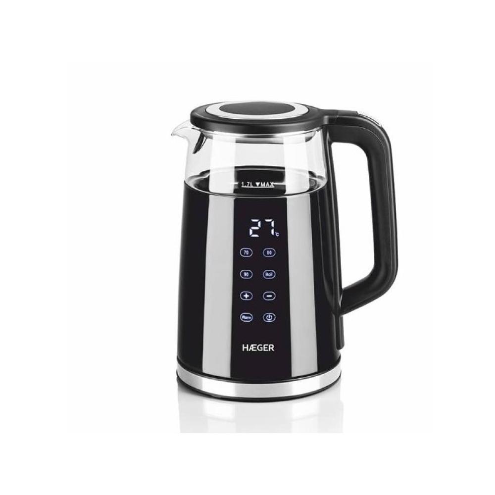 Haeger - EK-DIG.028A tetera eléctrica 1,7 L 2200 W Negro, Acero inoxidable, Transparente