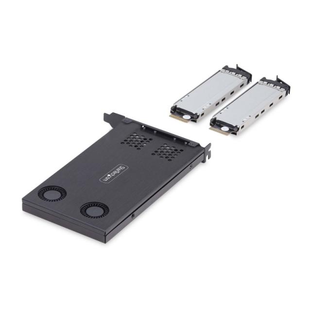 StarTech.com - Tarjeta Rack Móvil de 2 Bahías para SSD NVMe M.2 a PCIe x8 - Requiere Bifurcación - Bahías de Intercambio en Cali