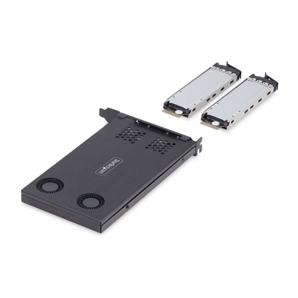 StarTech.com - Tarjeta Rack Móvil de 2 Bahías para SSD NVMe M.2 a PCIe x8 - Requiere Bifurcación - Bahías de Intercambio en Cali