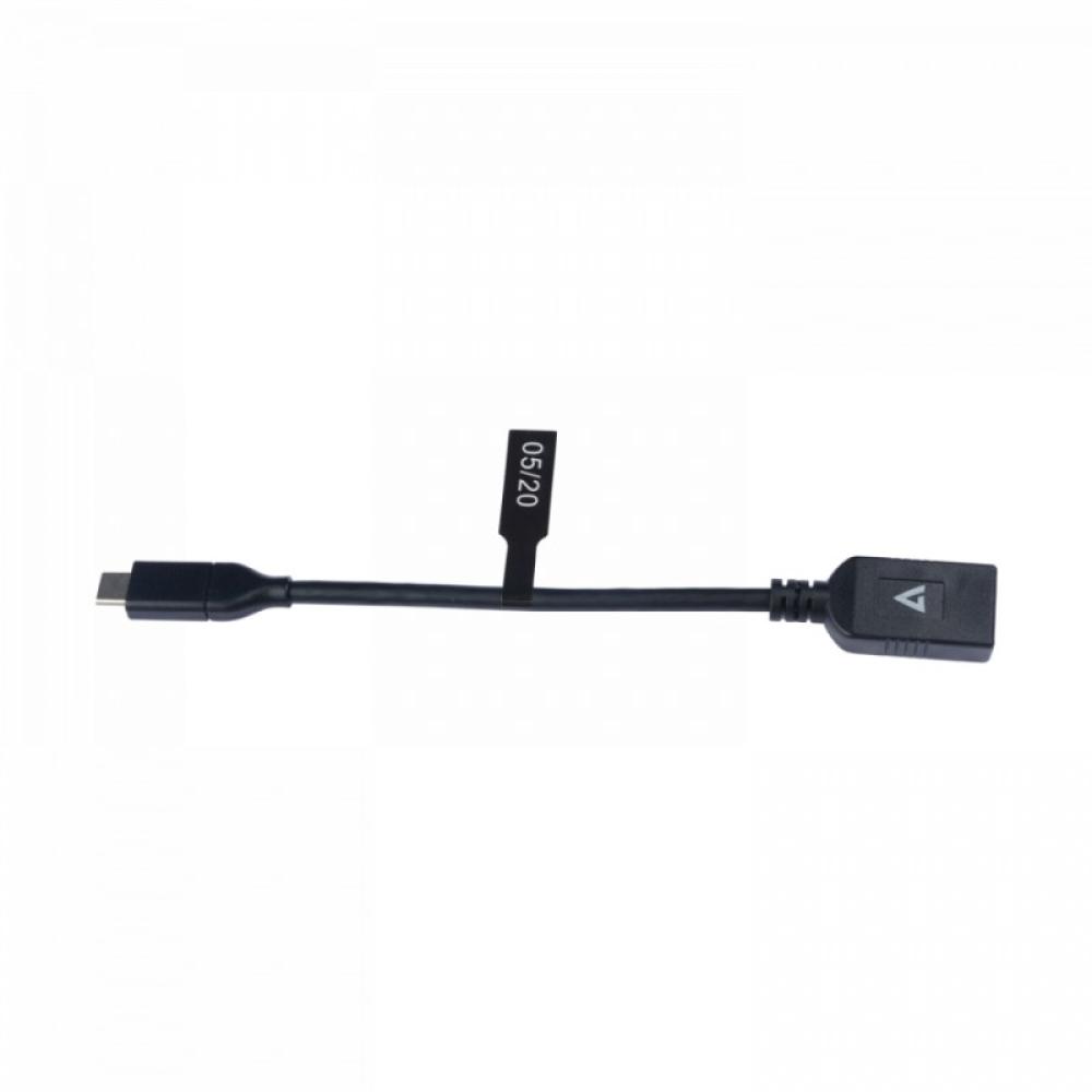 V7 - Cable USB negro con conector USB 3.0 A hembra a USB-C macho 0.3m 1ft