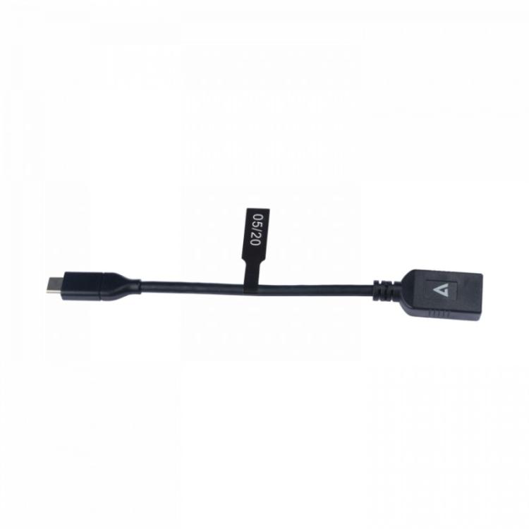 V7 - Cable USB negro con conector USB 3.0 A hembra a USB-C macho 0.3m 1ft