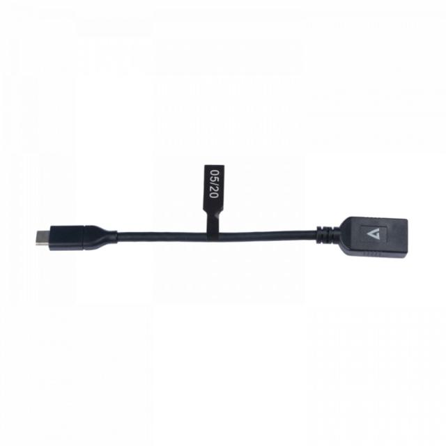 V7 - Cable USB negro con conector USB 3.0 A hembra a USB-C macho 0.3m 1ft