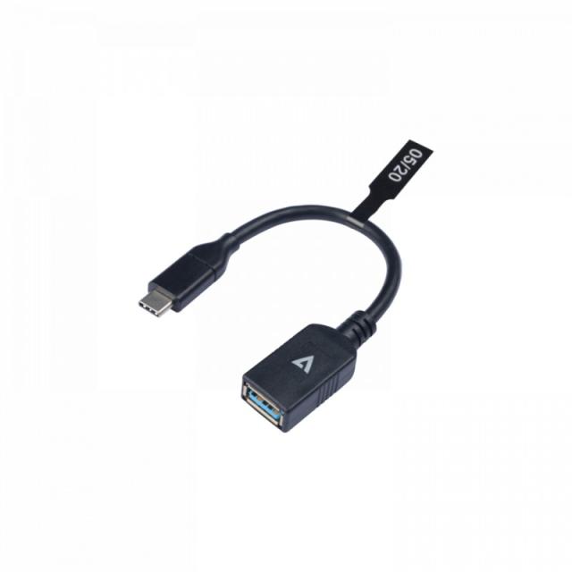 V7 - Cable USB negro con conector USB 3.0 A hembra a USB-C macho 0.3m 1ft