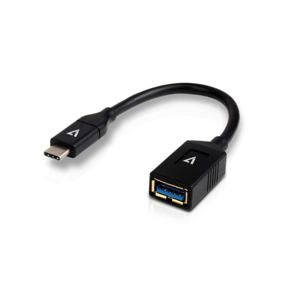 V7 - Cable USB negro con conector USB 3.0 A hembra a USB-C macho 0.3m 1ft