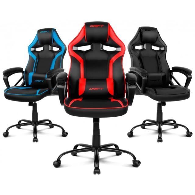 DRIFT - DR50 Silla para videojuegos de PC Asiento acolchado tapizado Negro, Azul