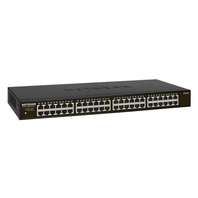 NETGEAR - GS348 No administrado Gigabit Ethernet (10/100/1000) 1U Negro
