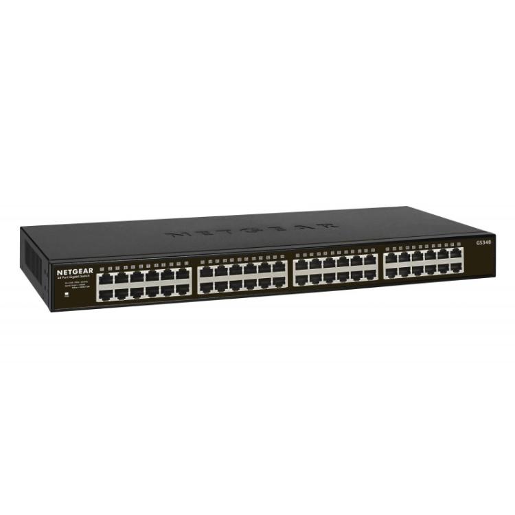 NETGEAR - GS348 No administrado Gigabit Ethernet (10/100/1000) 1U Negro